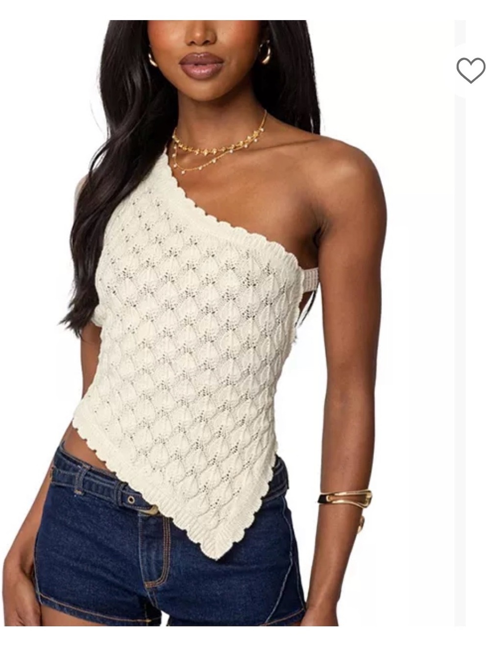 NWT Edikted Codi Backless Asymmetric One Shoukder Crochet Knit Top